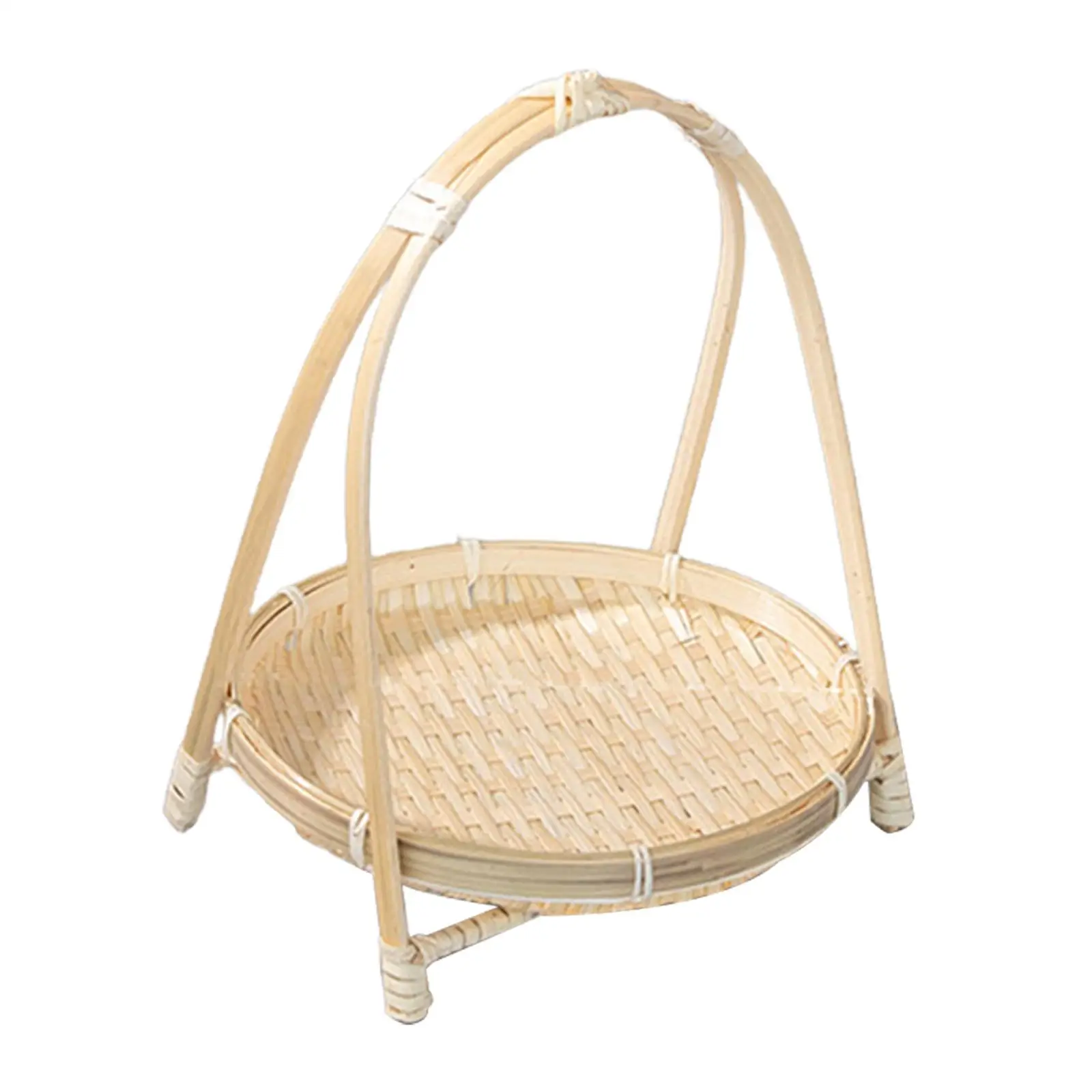 Bamboo Woven Storage Basket Bread Tray Snack Fruit Cake Container for Kitchen Decor and Small Item Organization
