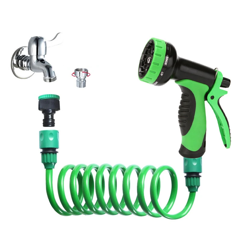 Garden Irrigation Spring Water Pipe With 10 Function Nozzles, Car Cleaning Spring Pipe, Plastic Hose Cleaning Supplies
