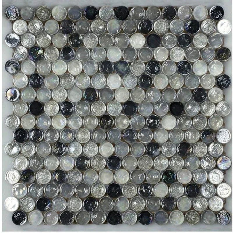 

Penny круглые черно-белые переливающиеся стеклянные мозаичные плитки, кухонный фартук для гостиной, ванной комнаты, настенная напольная плитка