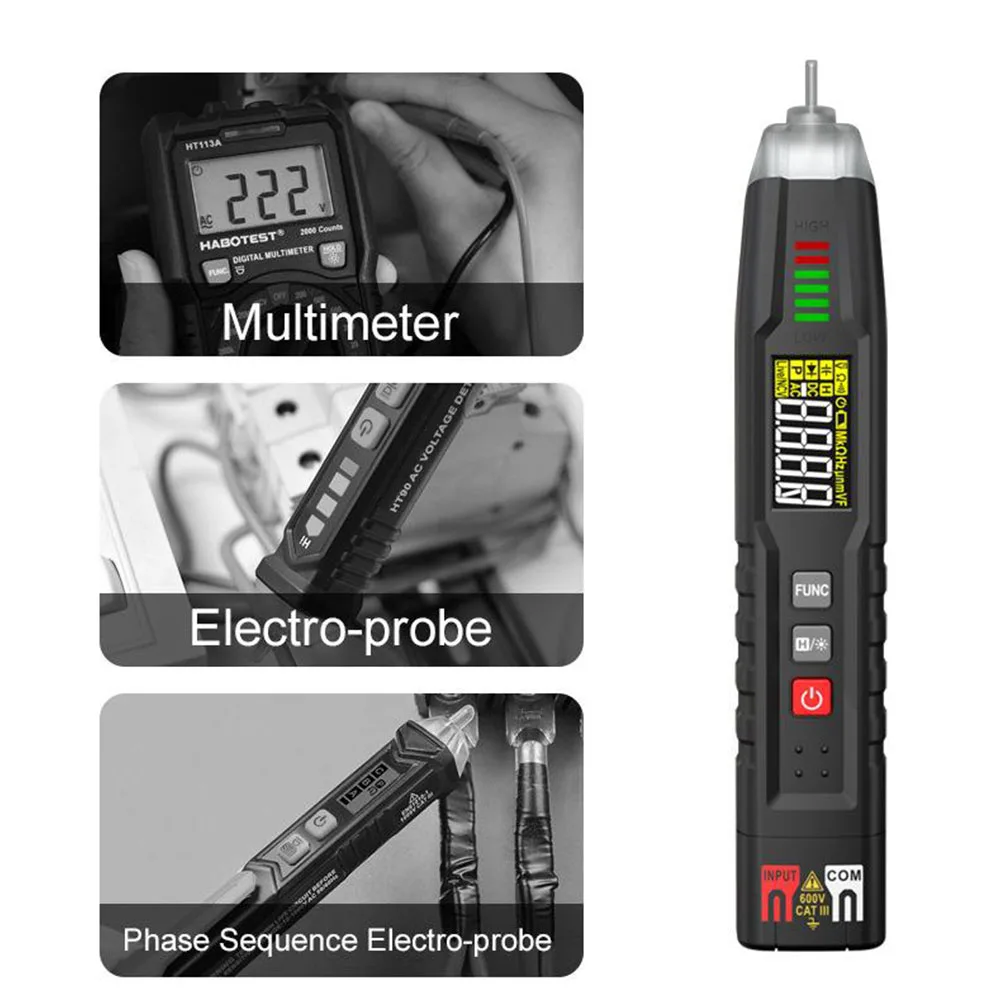 HT122 Smart Digital Multimeter 4000 Count AC/DC Voltmeter With NCV Auto-Range True RMS Household Automotive Troubleshooting