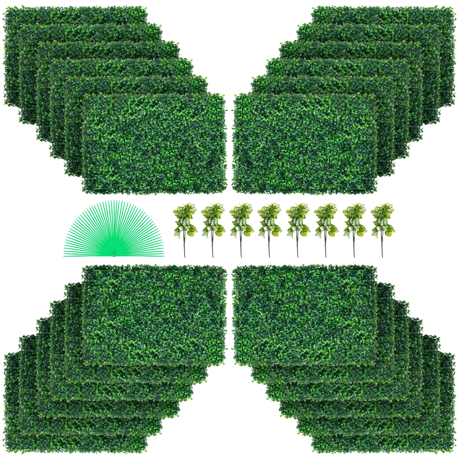 

VEVOR Artificial Boxwood Panel 24pcs Boxwood Hedge Wall Panels Artificial Grass Backdrop Wall for Decor Fence Indoor/Backyard