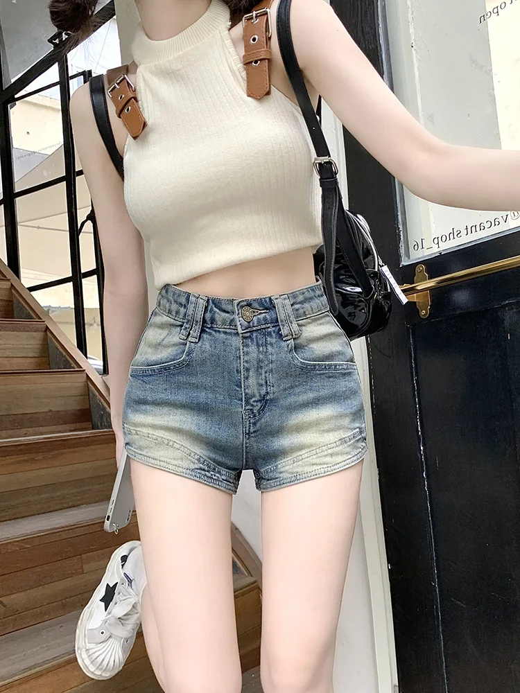 

Slergiri High Waisted Vintage Y2k Denim Shorts Women Korean Fashion Stretch Slim Short Jeans Streetwear Casual Summer Shorts