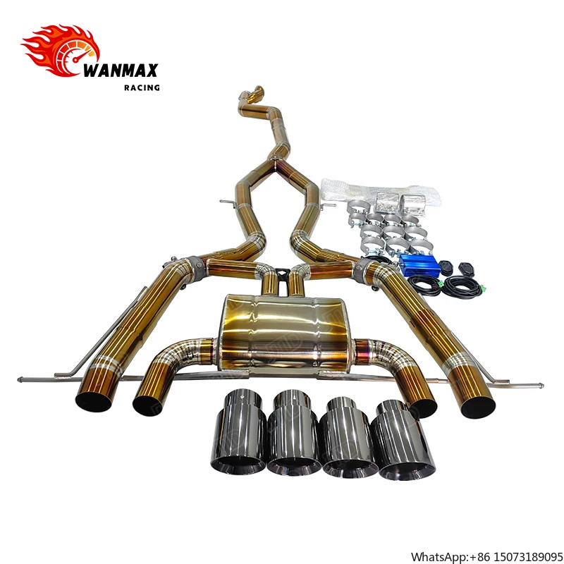 Valved Exhaust System for  G80 M3 Competition Twin-Turbo, Full Cat-Back with Carbon Fiber Tips, Remote Control
