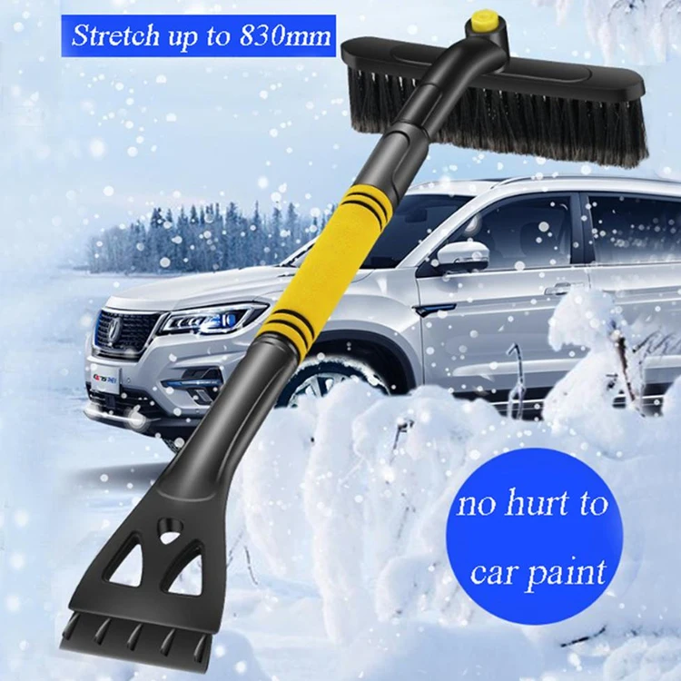 Yellow Ice Scraper Snow Removal Car Silicone Water Scraper Snow Brush