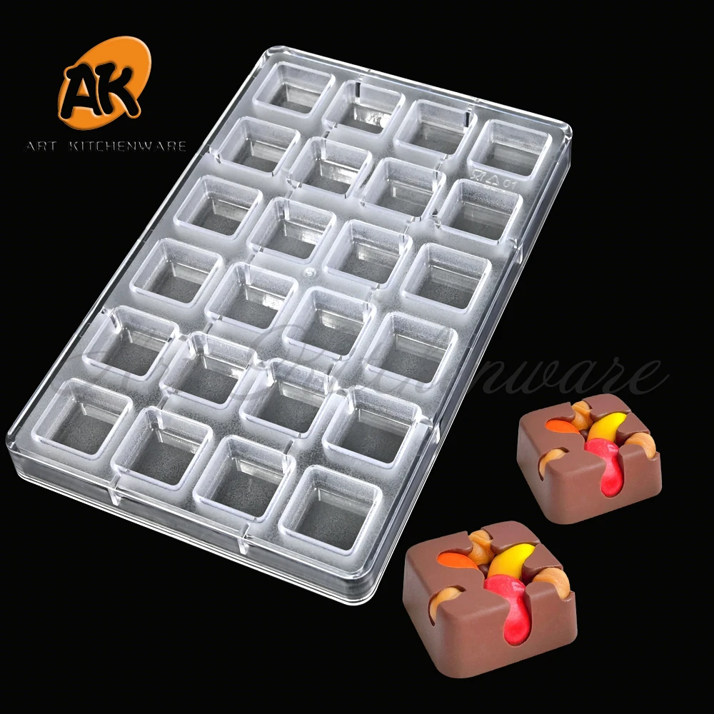 24 Cells Square PC Chocolate Mold Ice Cube Tray Food Safe Popsicle Maker DIY Homemade Freezer Ice Lolly Mould