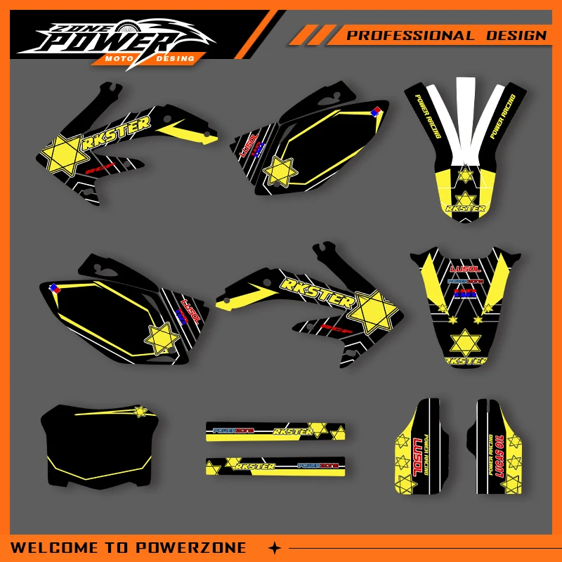 

POWERZONE Motocross Team Graphics Background Sticker Decal Kits For HONDA 2005 2006 2007 2008 CRF450 Customized Number 01