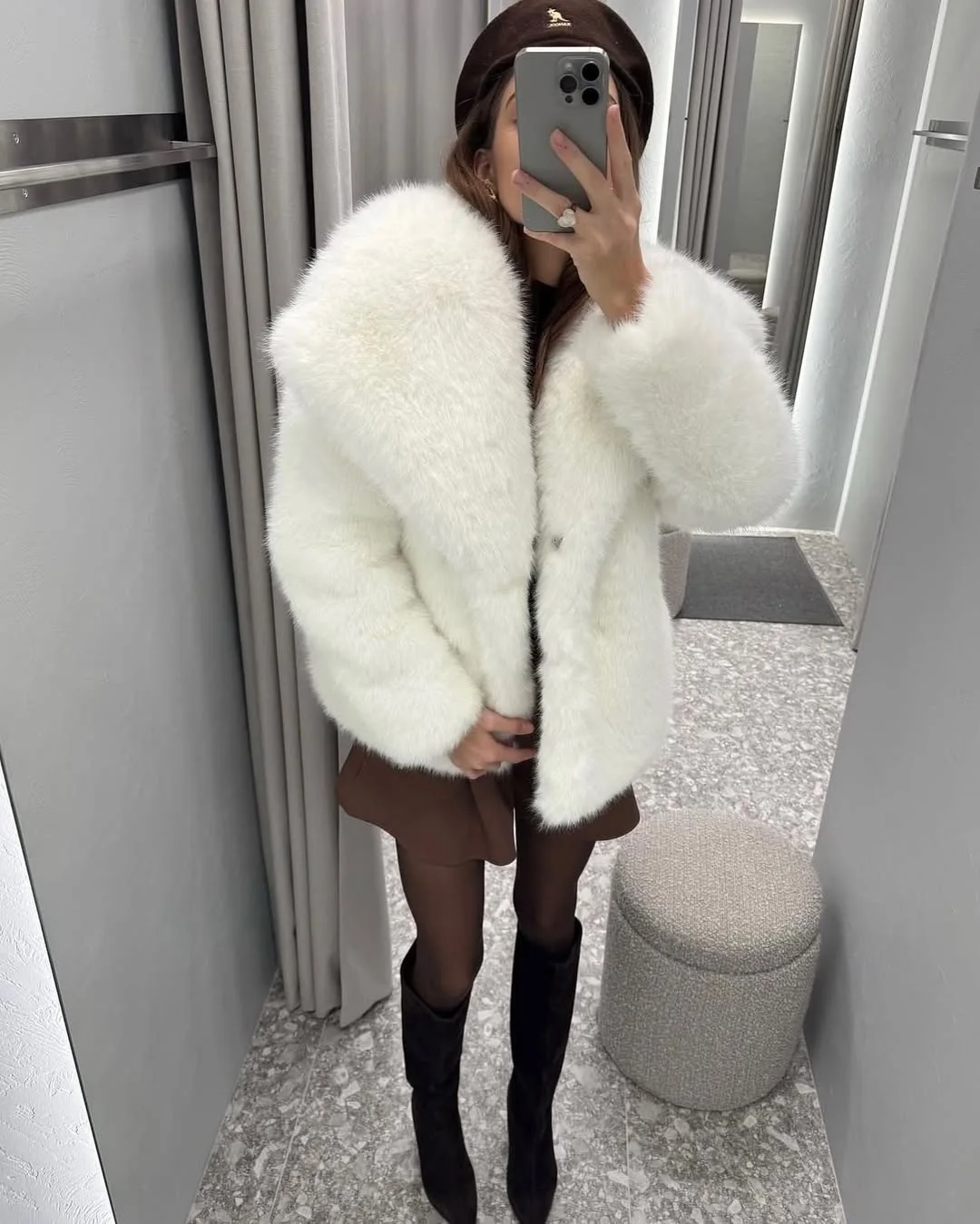 Faux Fur Coat Women Solid Fur Jacket Turn Down Collar Long Sleeve Single Breasted Loose Thick Warm Fur Casual 2025 Autumn Winter