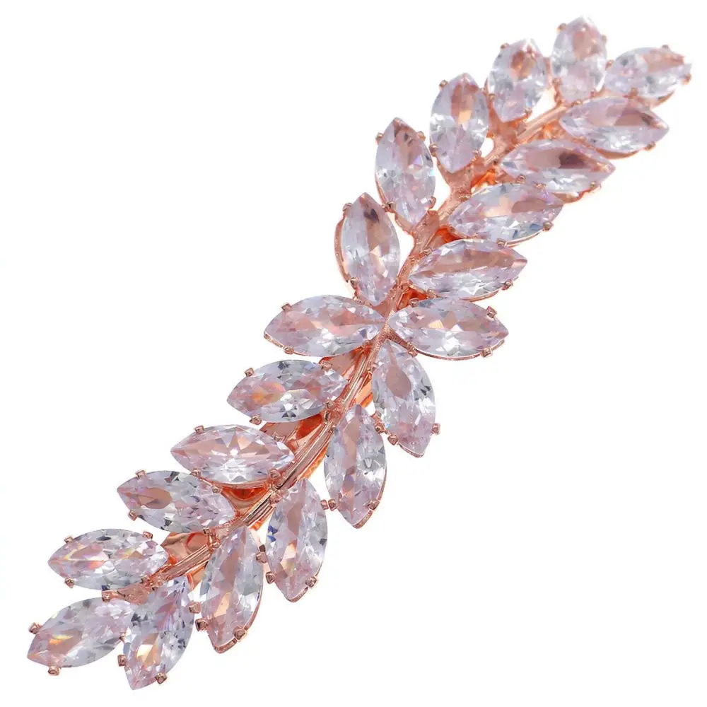 Stylish Leaf Zircon Spring Clip For Miallo Elegant Hair Barrette Sophisticated Metal Headpiece For Women Daily Use
