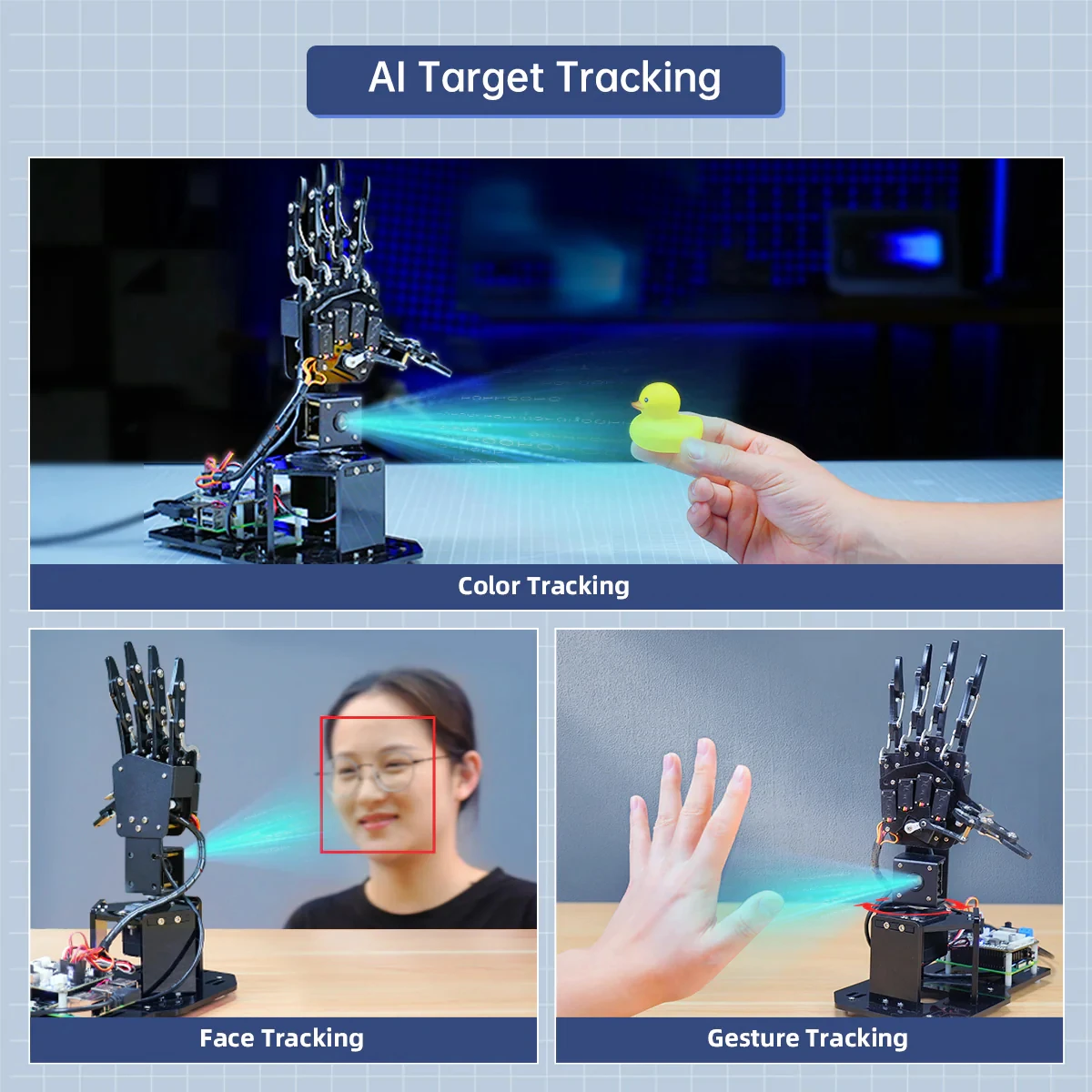 Hiwonder uHandPi Raspberry Pi Robotic Hand، التعرف على رؤية الذكاء الاصطناعي والتتبع، برمجة بايثون، التعلم العميق
