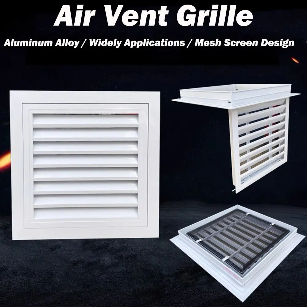 New Aluminum Alloy Air Vent Grille White Square Return Air Grill With Mesh Ventilation Grille Ceiling