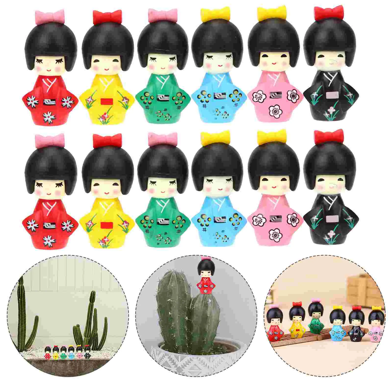 

12 Pcs Japanese Kimono Handicraft PVC Toy Lovely Toys Decoration Dollhouse Accessories Decorate Household
