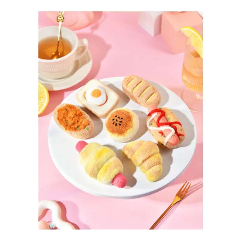 Bread, hot dog, sausage, meatloaf, wool needlepoint kit wool felt needle felting decoration craft needlecraft DIY handmade