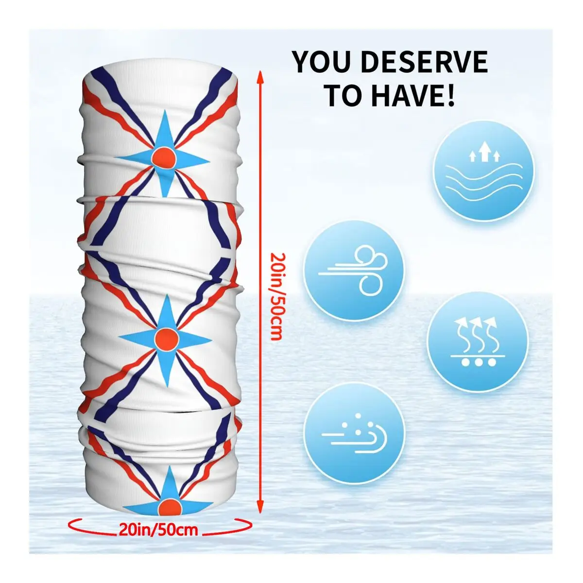 Assyrian People Flag Bath Mat Retro Headband Neck Thin Men Women Hiking Tube Scarf Face