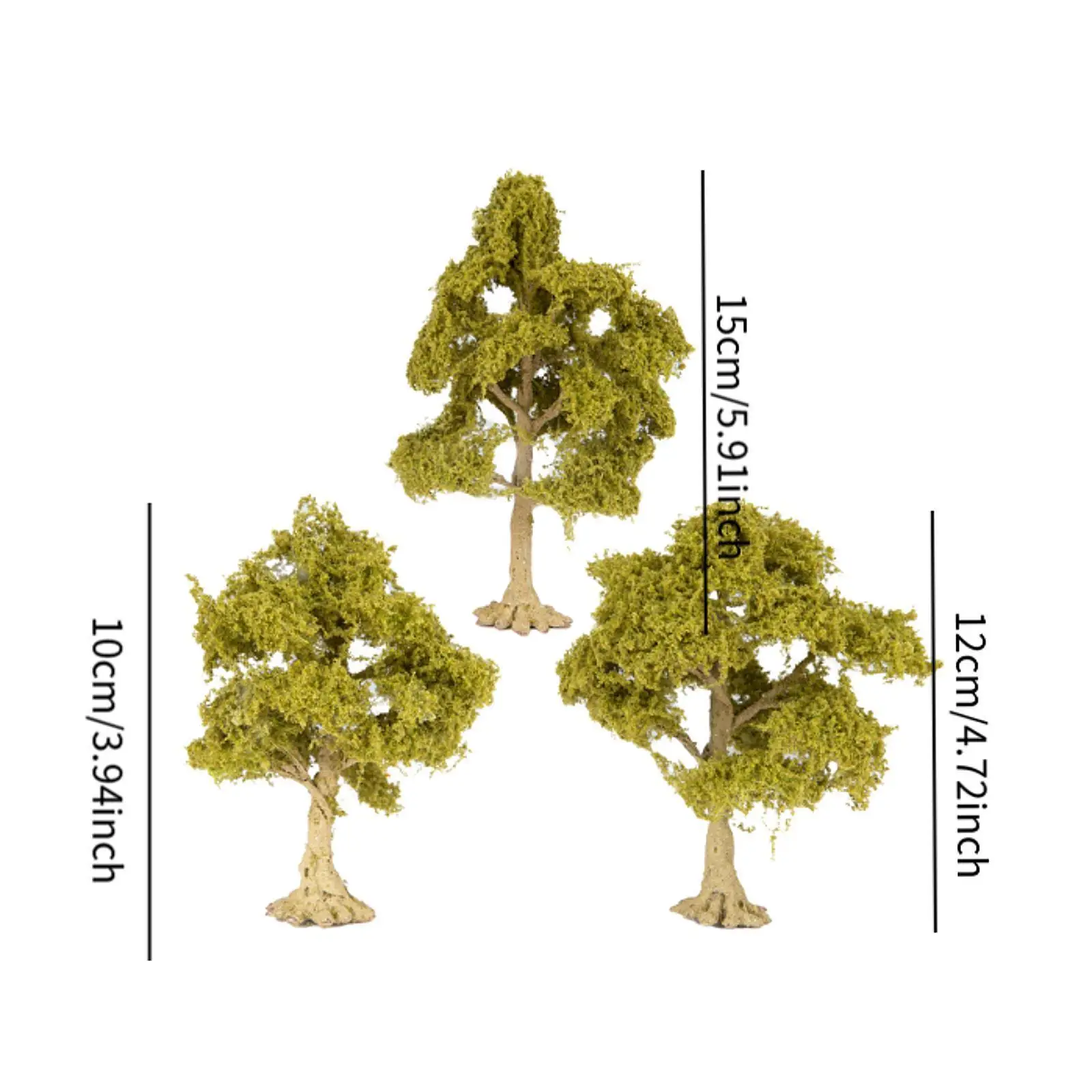 3 Pack of Model Trees for Railway Scenery and Miniature Display
