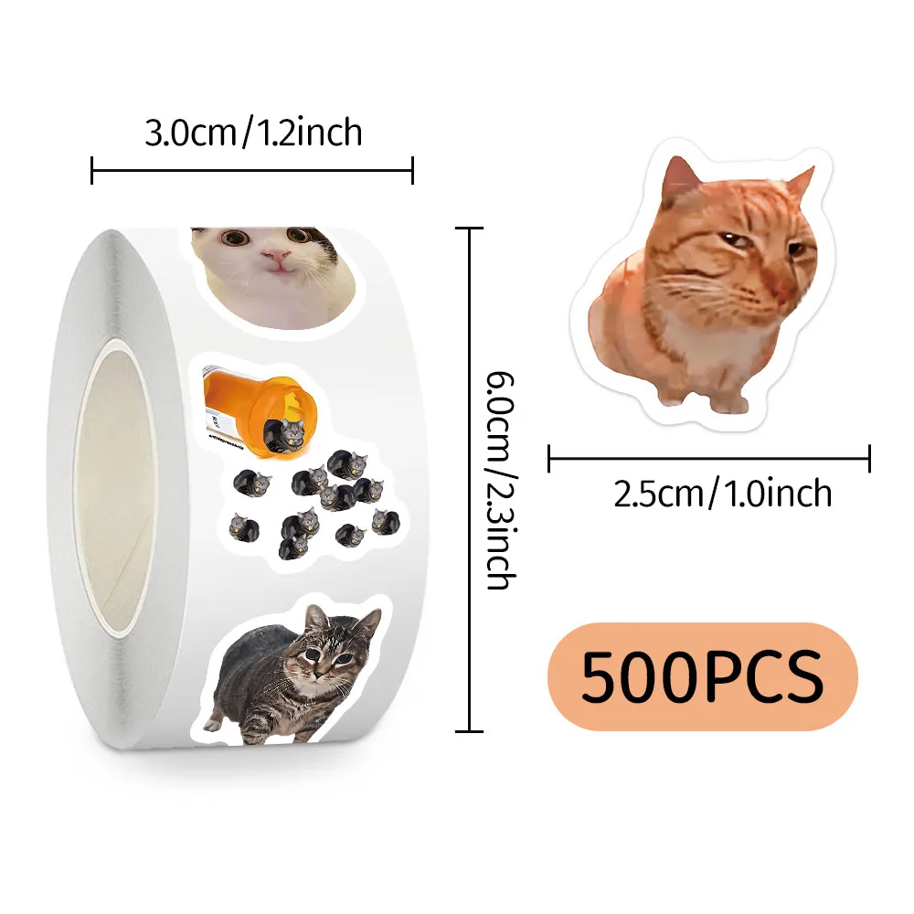 500 قطعة/لفة ملصقات نمط حياة القط الملتوية - ديكور مشهد لعوب للأمتعة والعناصر اليومية LanLanStickersWorld Store
