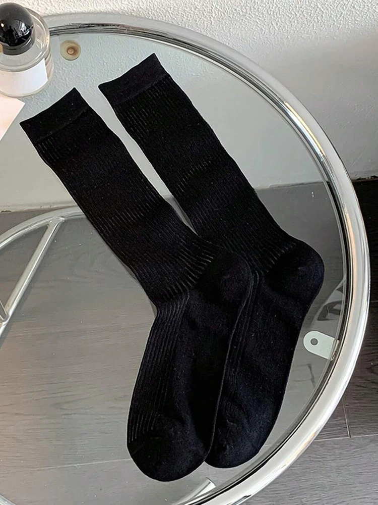 1/4 Paar Damen-Socken für mittlere bis schmale Beine, Kniestrümpfe, schwarz, weiß, grau, dünne Sommersocken im süßen Stil, transparente, gestapelte Socken – Detail 8