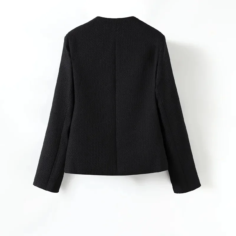 Petit blazer à col rond pour femme, veste parfumée, chic, élégant, court, coréen, printemps, automne, décontracté, automne, nouveau, 2024