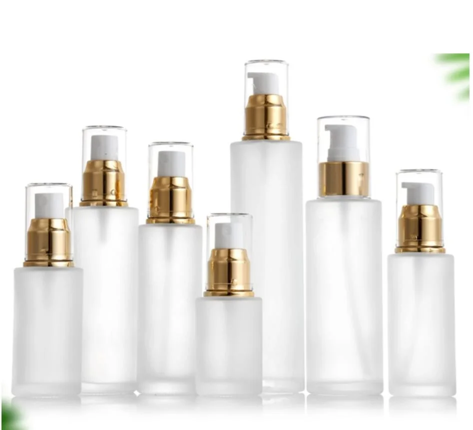 30 ml matglazen fles zilver/goud druk pomp lotion/emulsie/serum/foundation/vocht toner/huidverzorging cosmetische verpakking