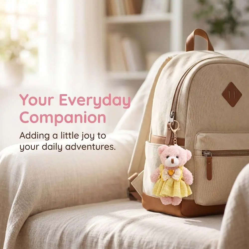 

Kawaii Style PP Cotton Bear Pendant Lifelike Kawaii Bear Ornaments 12cm Stuffed Animal Bear Phone Accessories