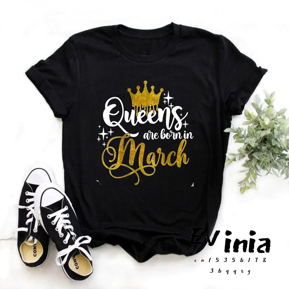 

Femme Birthday Gift TopsGolden Crown Queen Are Born In January To December Graphic Print T-Shirt Women Clothing Harajuku Tshirt