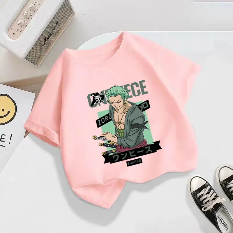 Luffy T-shirt Japanese Anime A printed T-shirt Children Boys Clothes Children clothes Baby short sleeve T-shirt top 12Ys