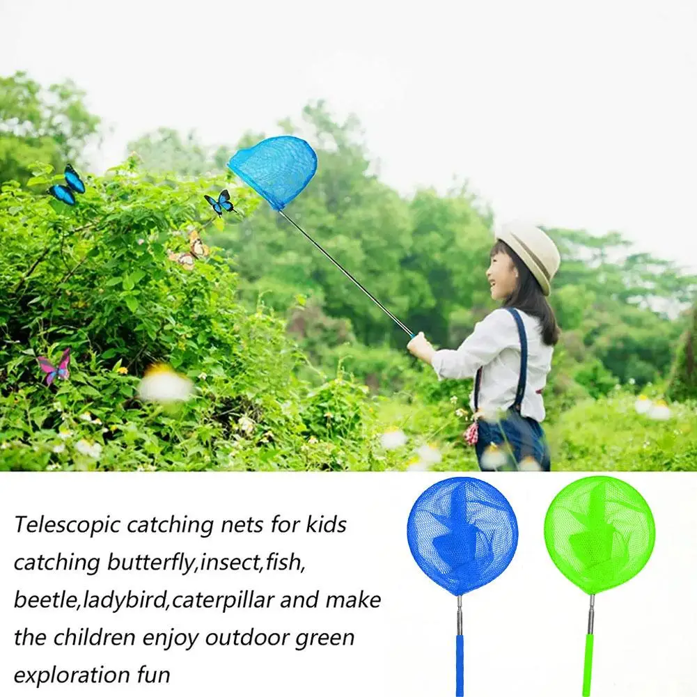 Stainless Steel Rod Catch Tadpole Fish Net Kids Outdoor Telescopic Butterfly Stockings Fish Dragonfly Insect Net Net Fishin L2G7