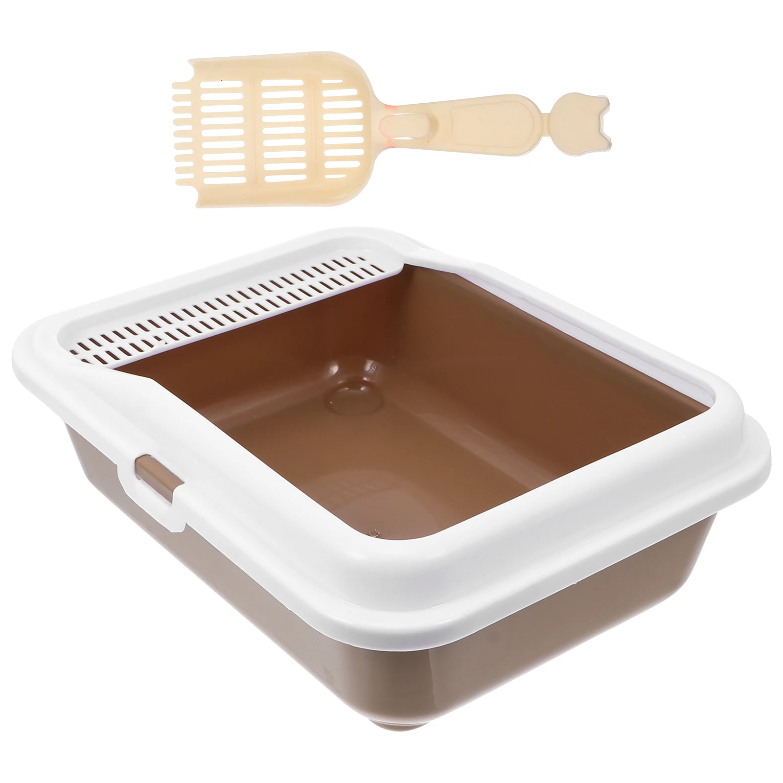 

Semi-Enclosed Cat Litter Box Pan High-Sided Odor Control Tray for Indoor Cats Extra Space Easy Cleaning Durable Design Kitten