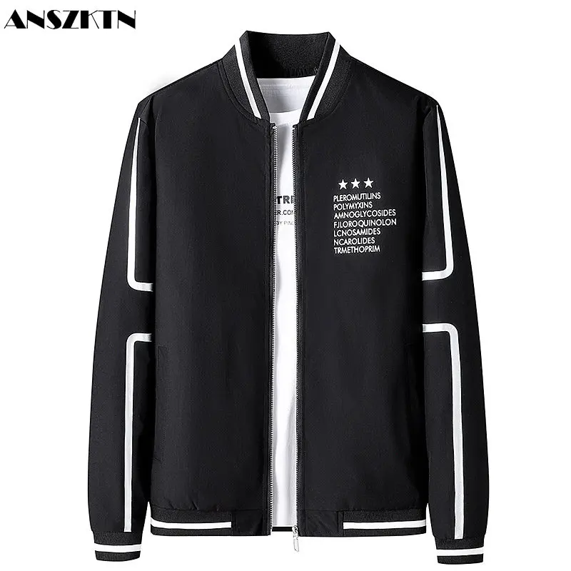 ANSZKTN Men's coat autumn new printed youth baseball suit men's casual versatile dress jacket