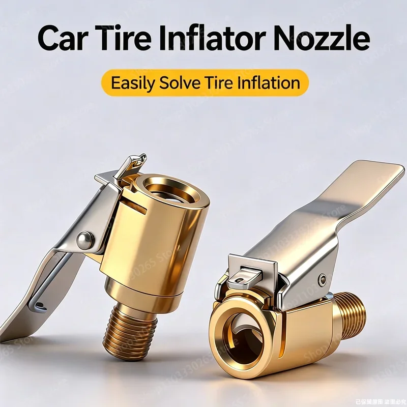 One Press Clip On Tire Air Chuck Leak Free Inflator Nozzle Universal Air Compressor Tire Valve Fitting Adapter