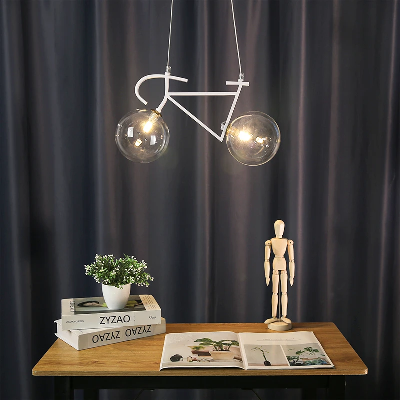 Nordic Retro LED Chandelier Lights Living Room Iron Bike Moderna Chandeliers Luminaria Industrial Lighting Loft Decor Bicycle