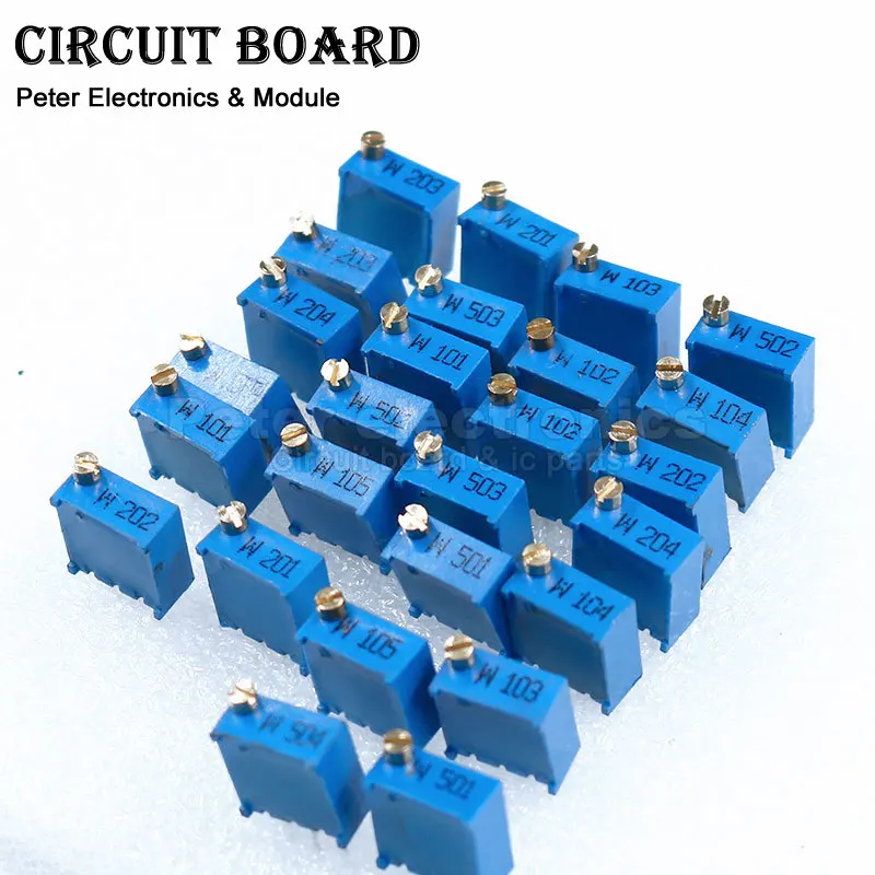 10Pcs 3296W Potentiometer Precision Adjustable Resistors Multi-Turn Trimmer 50 100 200 500 1K 2K 5K 10K 20K 50K 100K 200K 500K