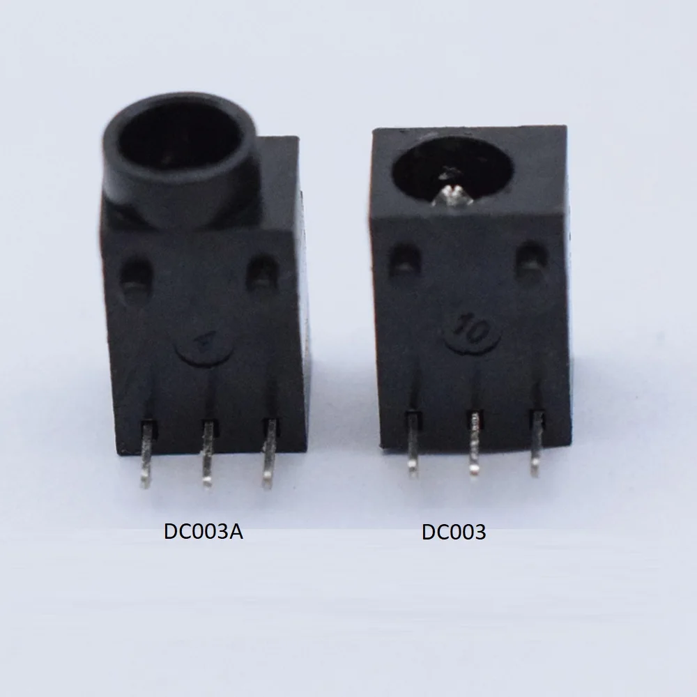 Dc socket DC003A with head three pin plug-in dc003 horizontal headless power supply charging DC socket