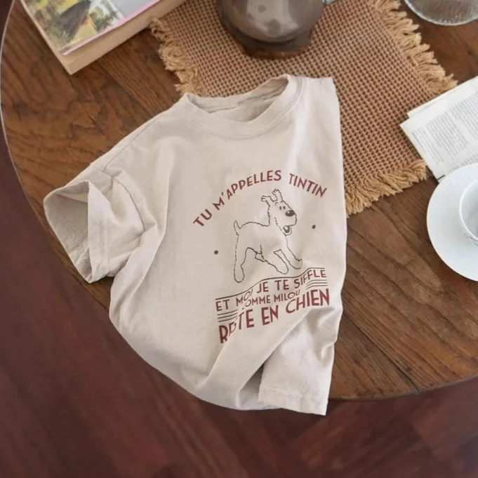 2025 Summer New Baby Short Sleeve T Shirts Cute Cartoon Print Infant Girl Cotton Casual Tee Versatile Toddler Boys O-neck Tops