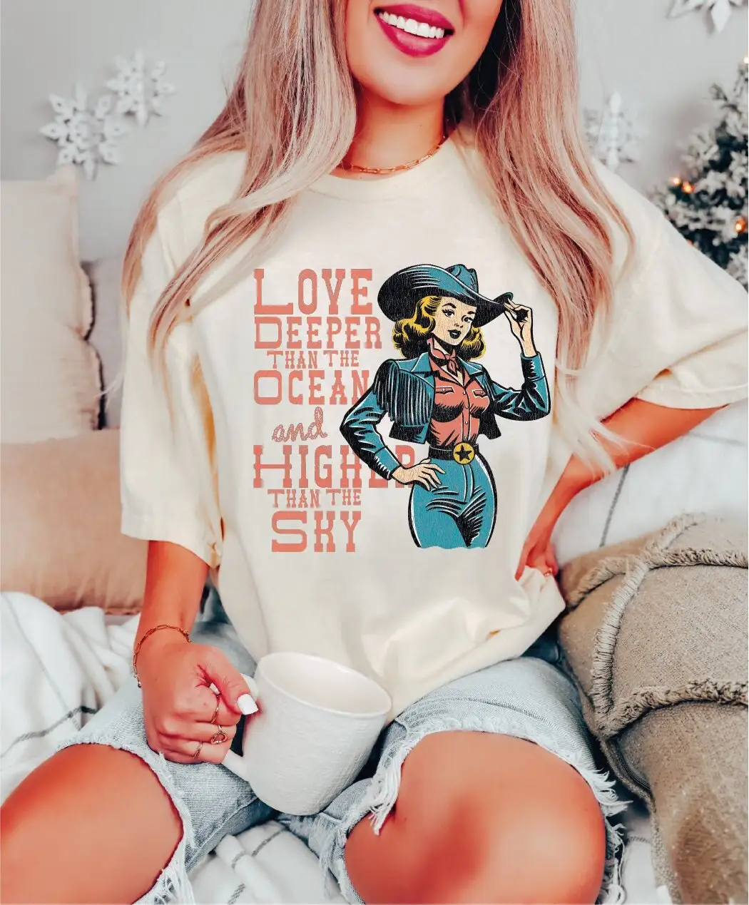 Country Western Cowgirl T Shirt Retro Wild WesT Music Love Deeper Than The Ocean And Higher Sky