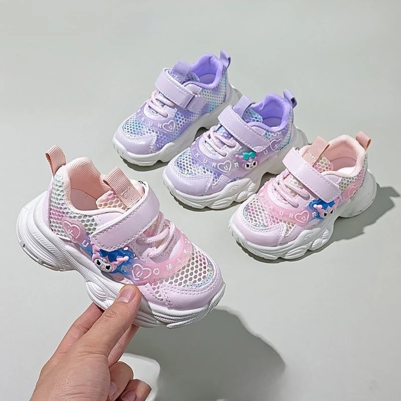 

Girly Heart Kuromi Anime Kawaii Sanrio Baby Casual Shoes Summer Cute Cartoon Hollow Sports Lightweight Sneakers Gifts for Kids