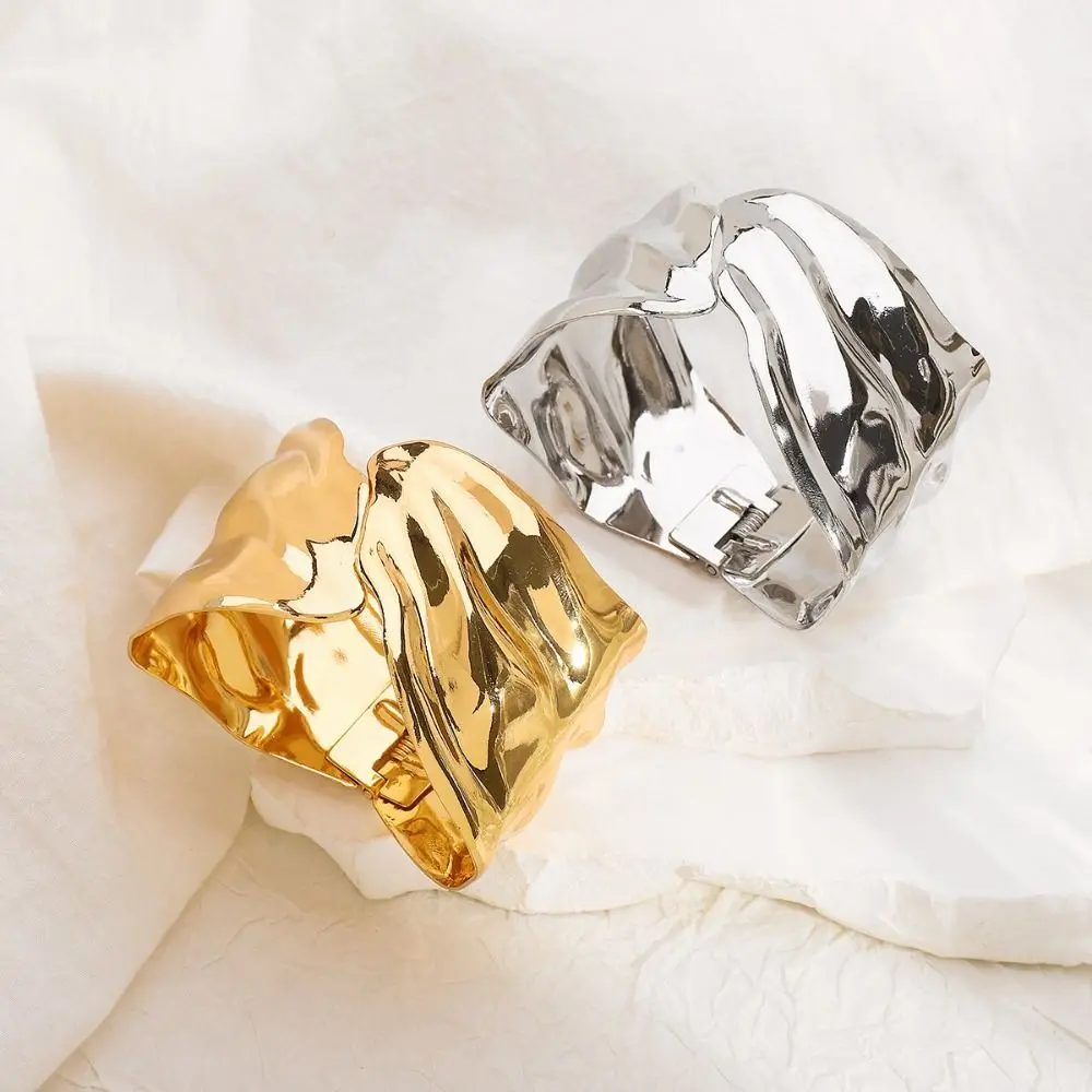 Metal Wide Irregular Open Bangle Europe American Style Alloy Cuff Bangles Minority Design Jewelry Accessories