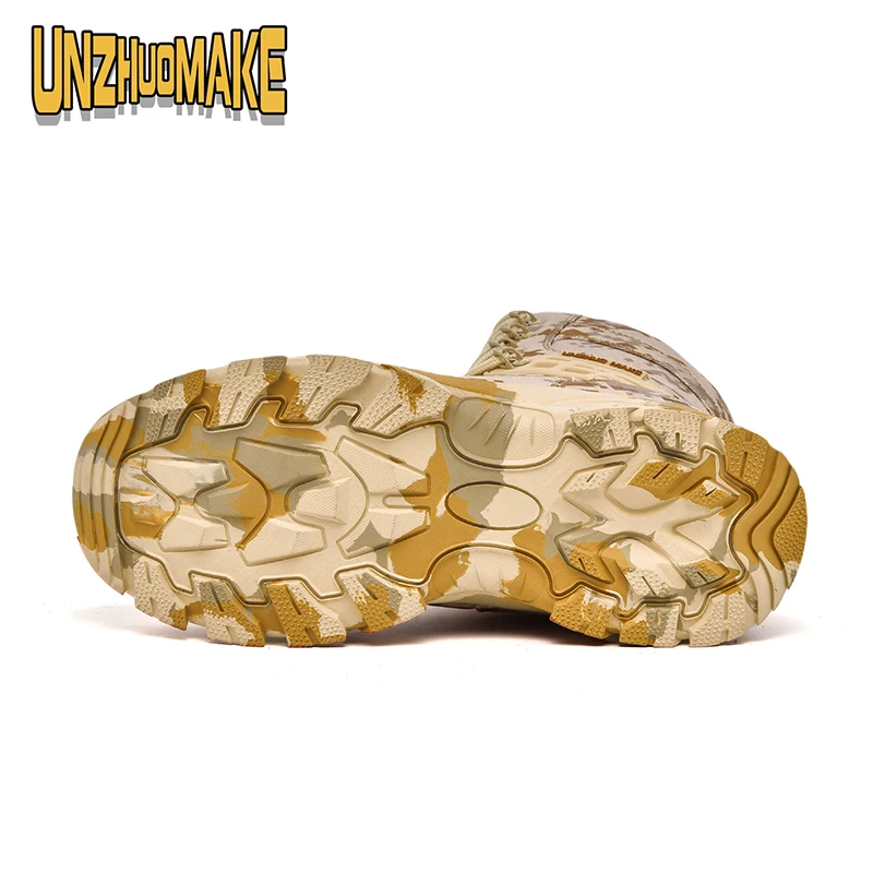 الرجال التمويه الأحذية التكتيكية الصحراء مقاوم للماء أحذية أمان العمل تسلق الجبال أحذية حذاء من الجلد الرجال الأحذية في الهواء الطلق