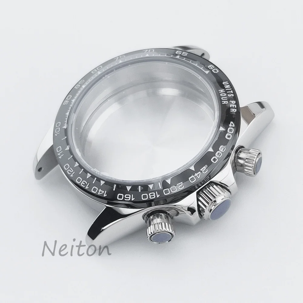 

Корпус часов из нержавеющей стали с сапфировым стеклом VK63 39 мм и керамическим безелем, мужские аксессуары для часов для VK63 VK63A, кварцевый механизм