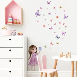 Wall Stickers Cute Girl Butterflies for Bedroom Removable Decals PVC Peel and Stick Decor Girls Room  living room decoration