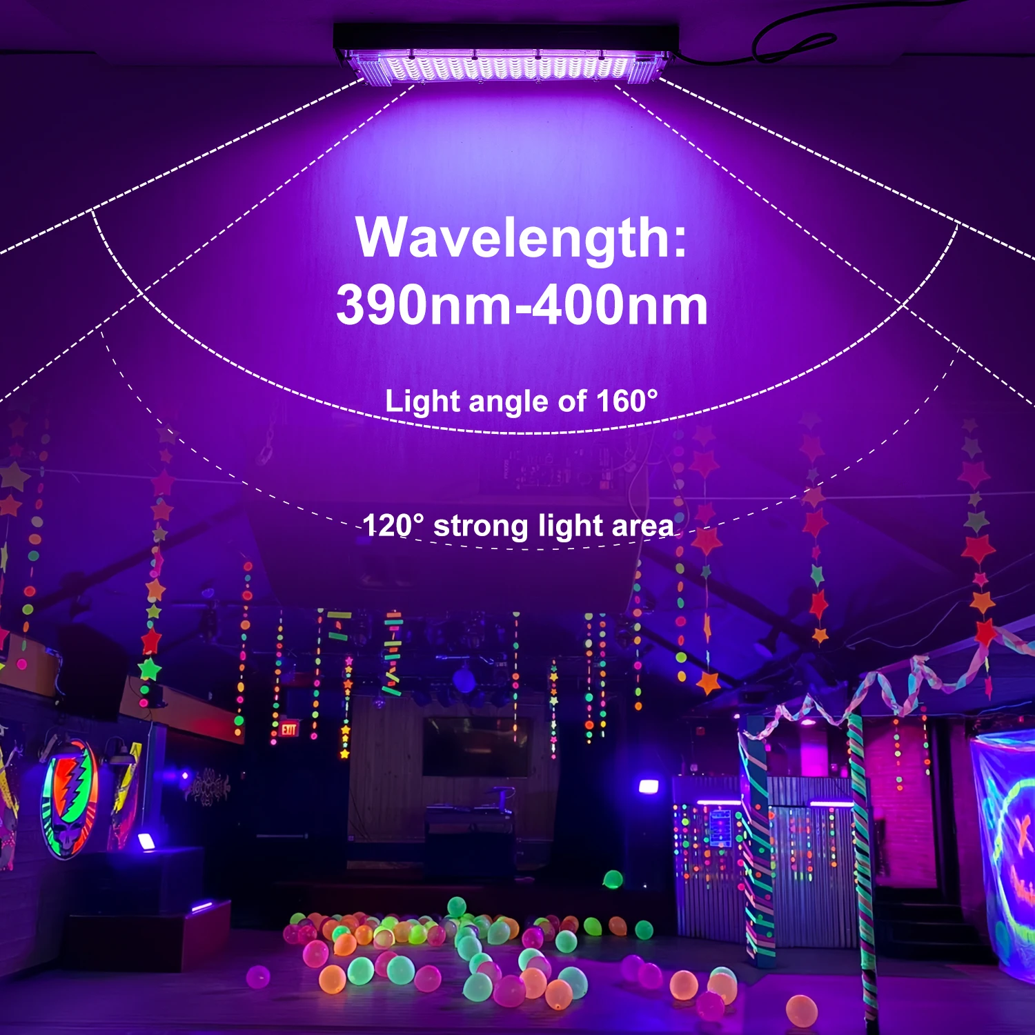 5V USB UV Black Light,IP65 Waterproof，395nm, for Black Light Party,  Black Lights for Glow Party, Stage Lighting, Halloween