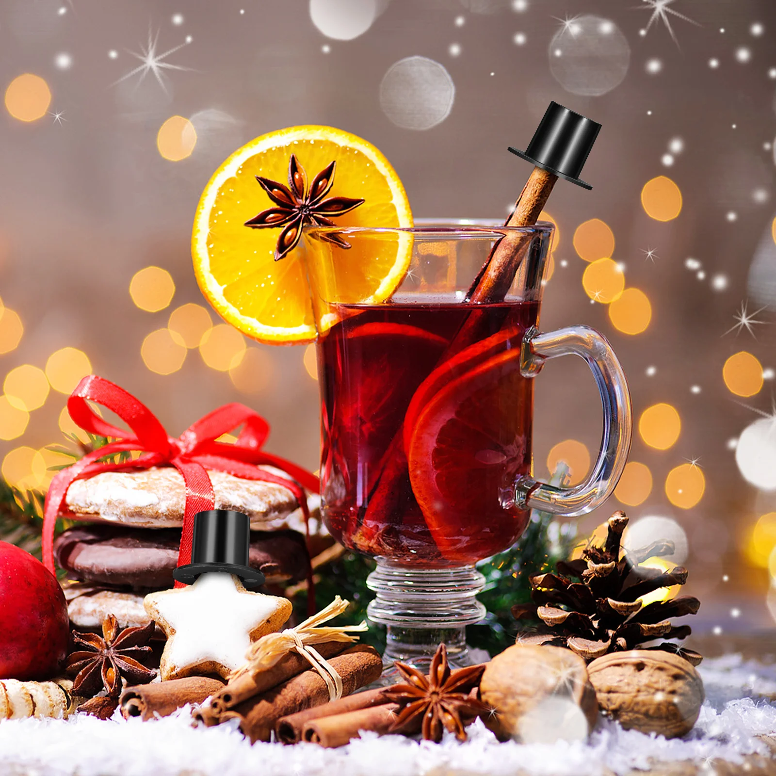 

100Pcs Small Mini Hat Decor Plastic DIY Christmas Ornament for Crafts Party Favors Handmade Art Projects Black