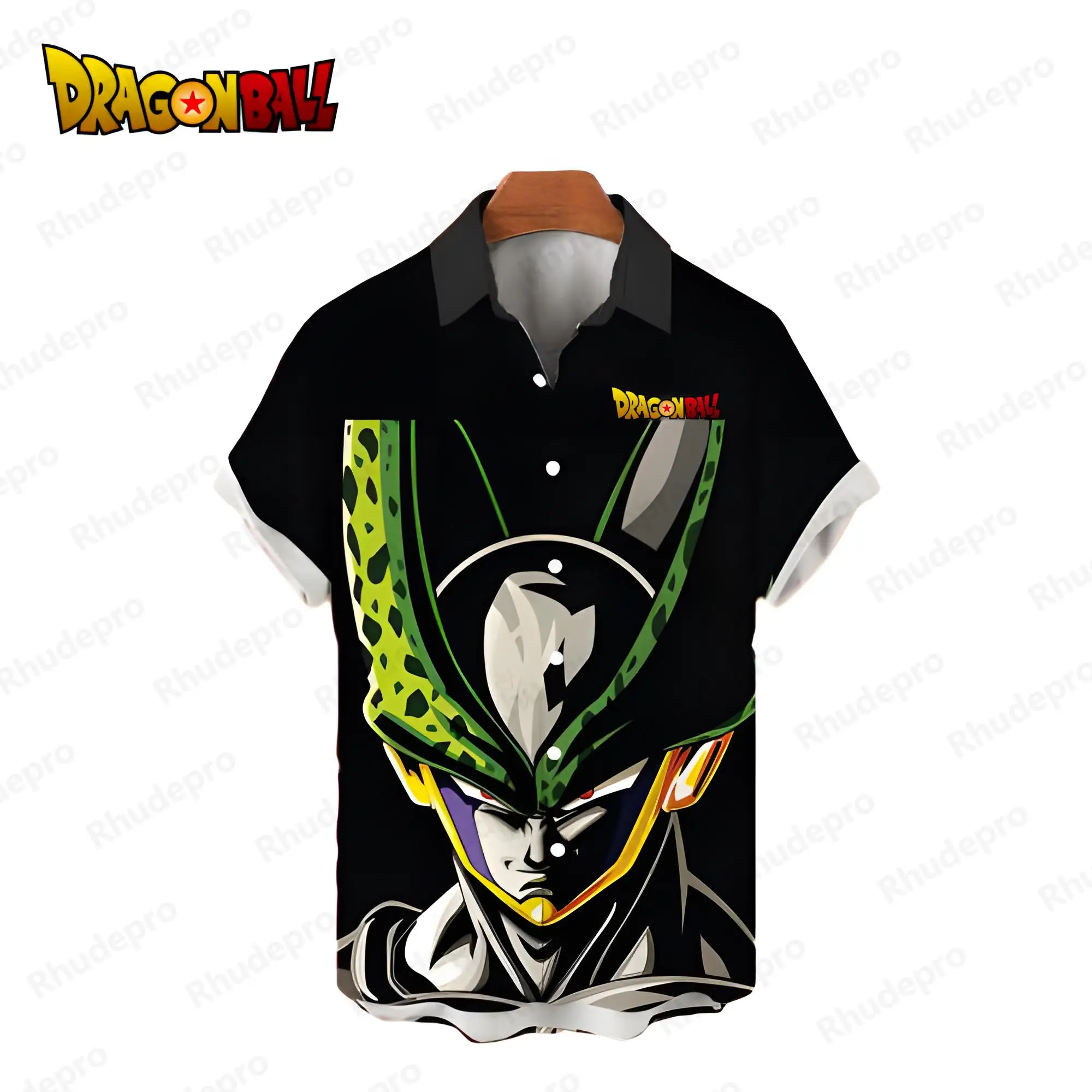 2024 Dragon Ball Z Men\'s Shirts Vegeta Y2k Fashion Super Saiya Anime Social Shirt Beach Style Short Sleeve Streetwear Tops