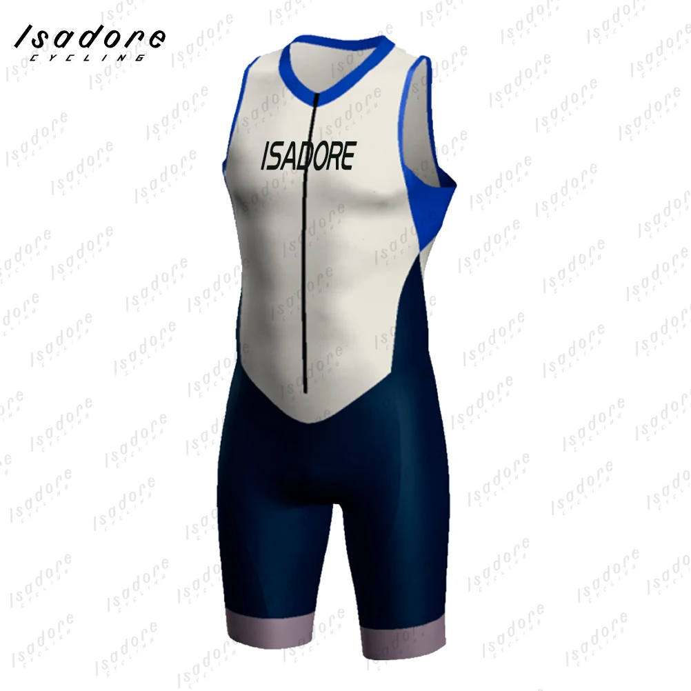 ISADORE-Sleeveless Triathlon Skinsuit for Men, MTB Cycling Jumpsuit, Running Bike, One Piece Clothes, Summer