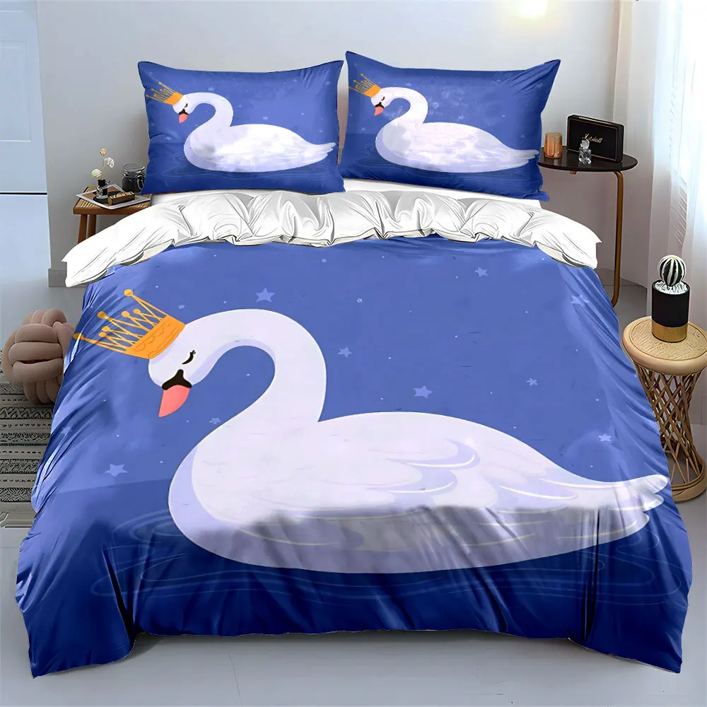 Elegant Swan Bedroom Decor Set Multiple sizes kid's and adults' bedroom Exquisite 3PC bedding set, gift