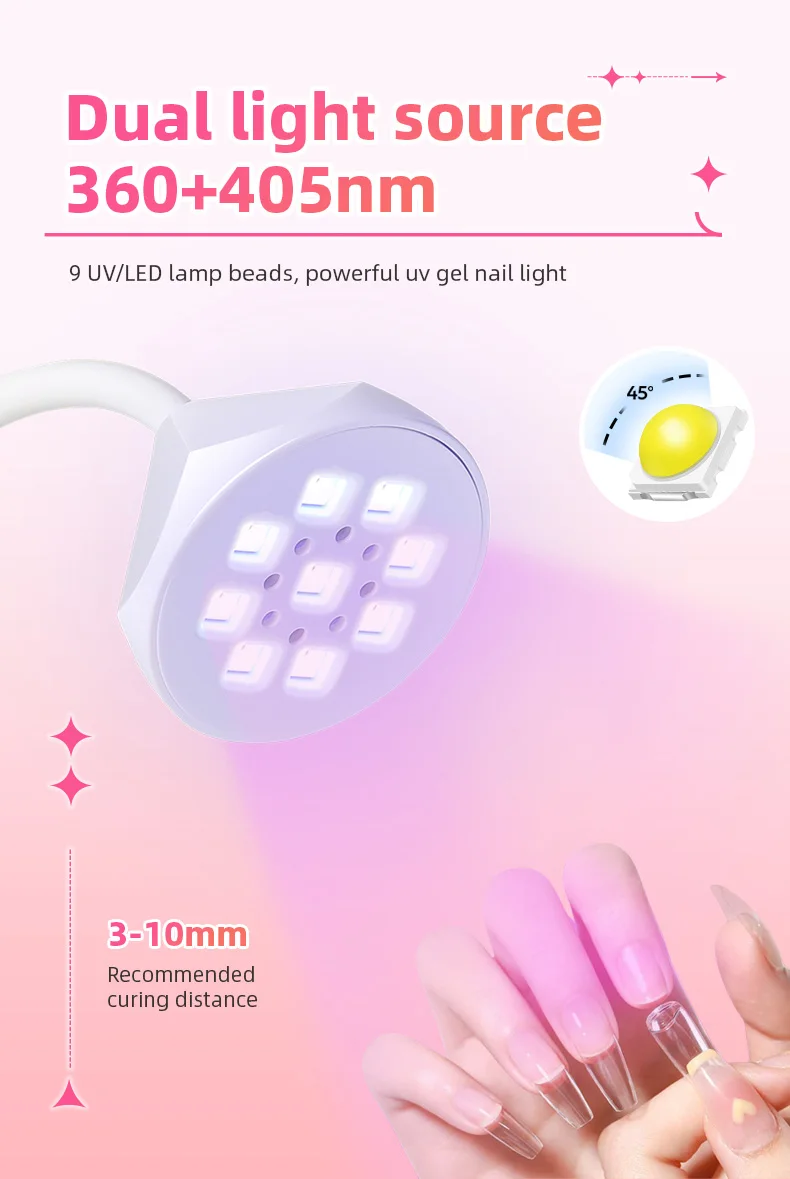 18 W oplaadbare nagellamp nageldroger LED UV met aanraakbediening 360 °   Buigbare, sneldrogende nageldroger voor het uitharden van gelnagels