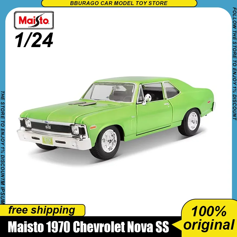 

In Stock Maisto 1:24 1970 Chevrolet Nova Ss Alloy Miniature Diecast Model Chevrolet Nova Muscle Car Model Toy Kid Ornament Gift