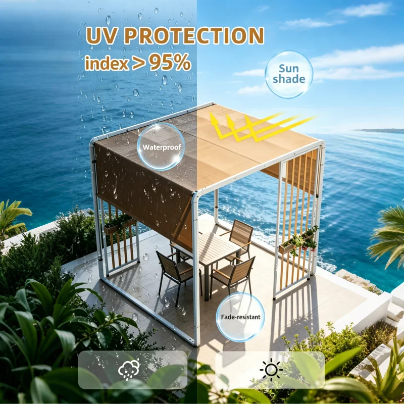 Picture 4: Any Size Custom Rounded Edge Safe Aluminum Gazebo Thick Alloy Frame Adjustable Side Shades UV Resistant Backyard Leisure Canopy
