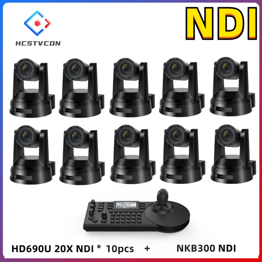 NDI 1pc-10pcs PTZ Camera SDI HDMI LAN USB20X Zoom Live Streaming Camera for Church Business Meeting 1PC Controller Keyboard Kit