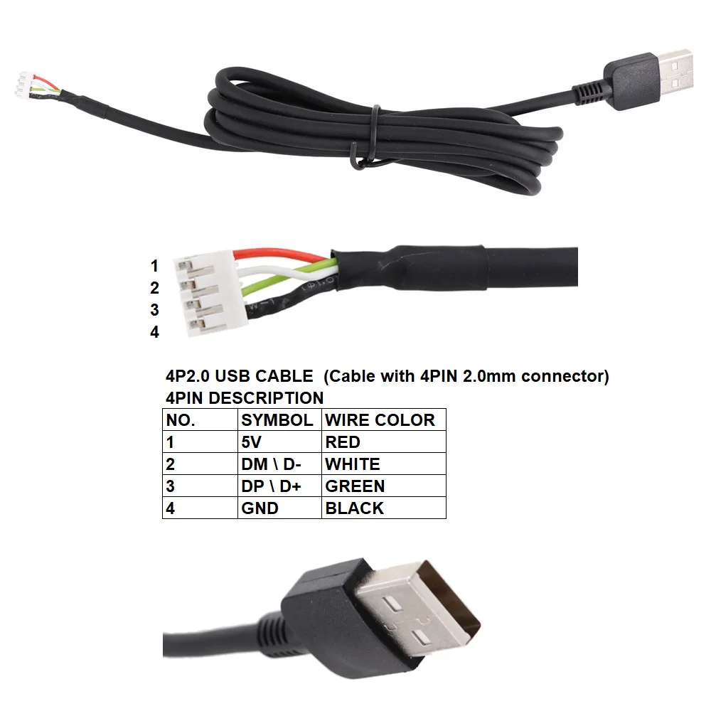 

4P2.0 USB Cable 1m 1.5m 2m 3m 5m RED WHITE GREEN BLACK Signal Anti-interference Shielded Wire Cable for USB Camera