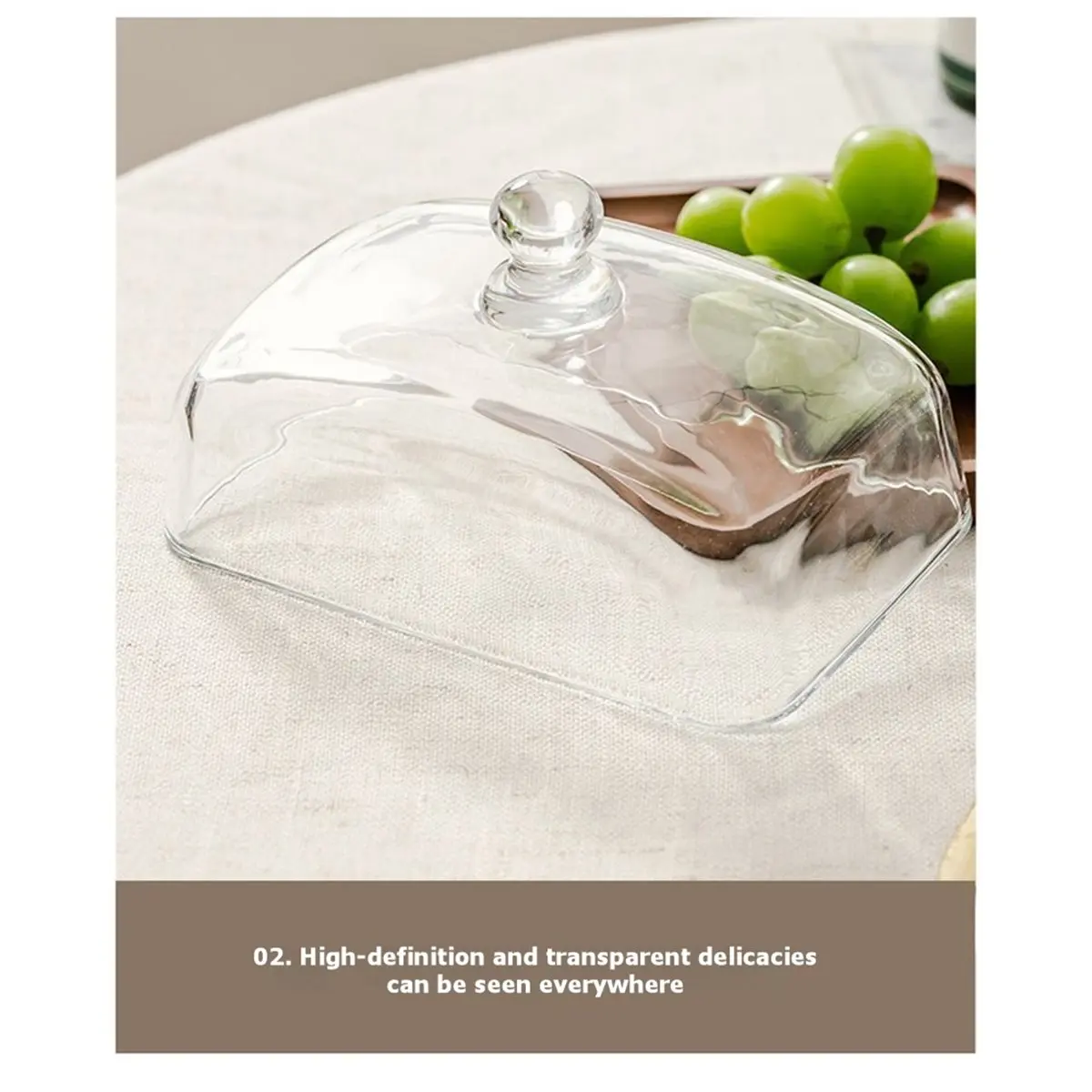 Butter Dish with Lid, Glass Airtight Lid Keeps Butter Soft Covered Butter Dishes with Made of Glass and Wood.